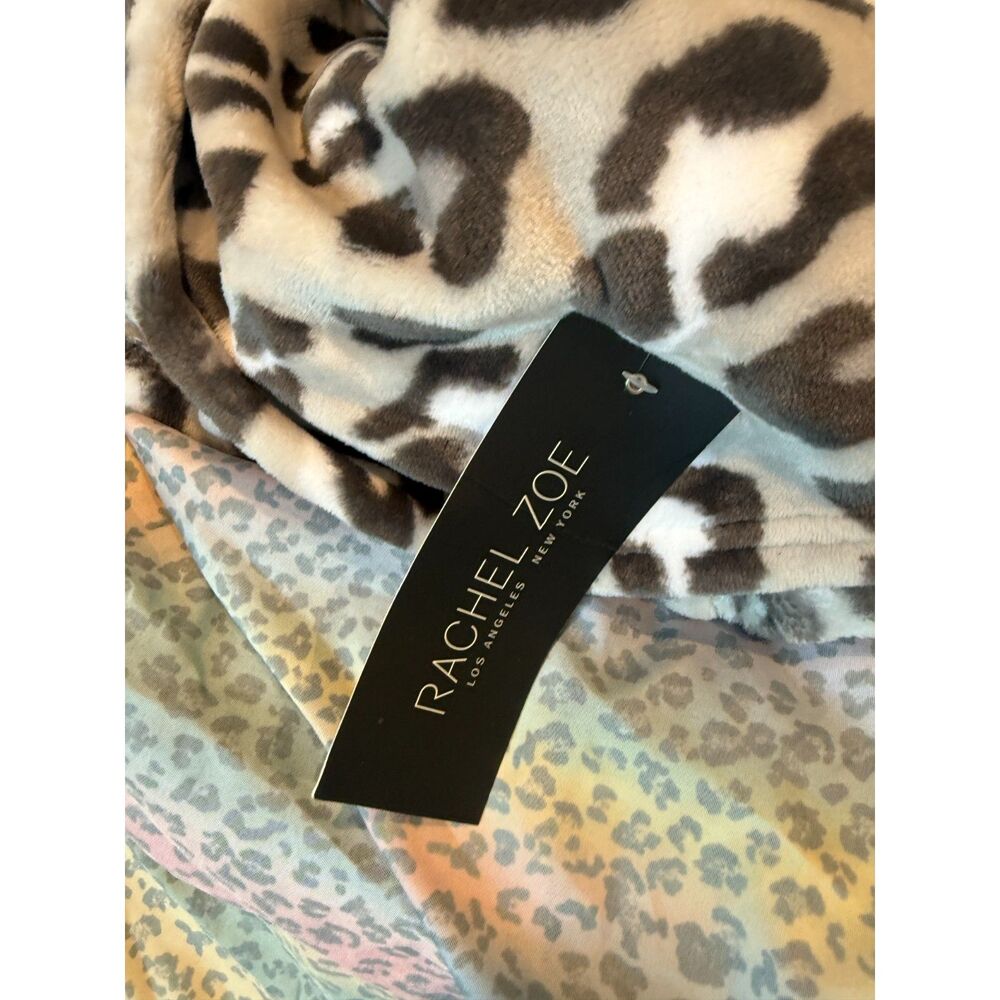 NWT Rachel Zoe Leopard Print Plush Throw Blanket 60x70 Oversized